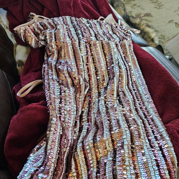 BCBGMAXAZRIA Sequin Wrap Dress – Cream/Pink, Size 0 - Picture 5 of 5